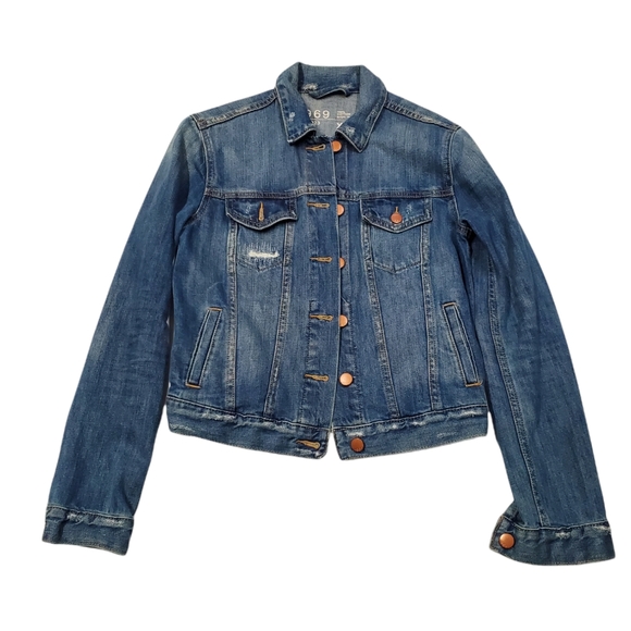 Gap 1969 Distressed Jean Jacket 100% Cotton RN 54023 - Picture 1 of 4